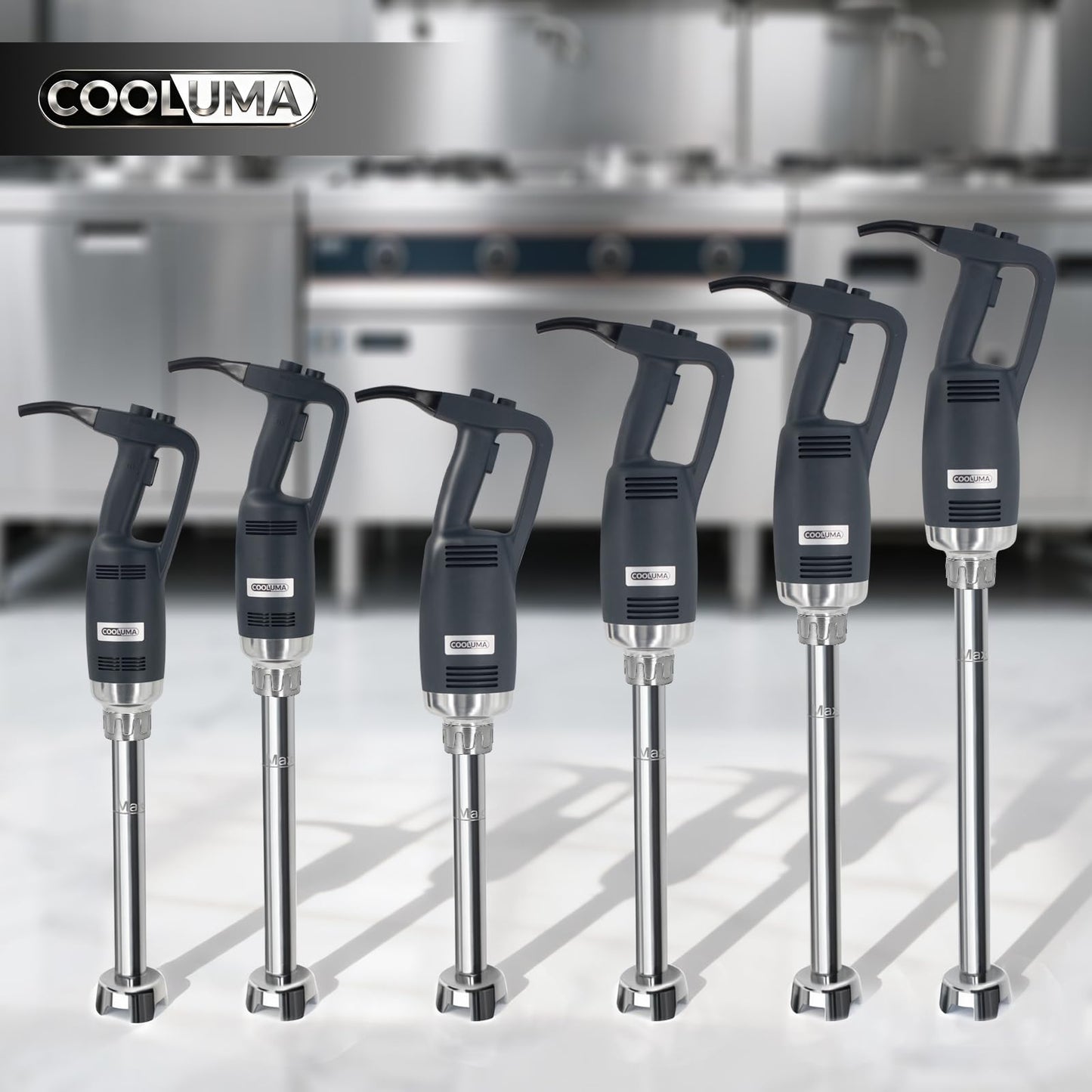 COOLUMA Immersion Blender Commercial, 14 Inch Removable Shaft, Heavy Durt 750 Watt, Variable Speed Motor, Professional Restaurant Grade Hand Mixer, Food-Grade Detachable 304 Blade & Shaft