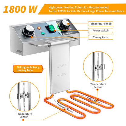 WaterElfo Deep Fryer Commercial Deep Fryers With Basket13Lx2 13.7Qt x 2 Thicken With Precise Temperature Control Timer Double Deep Fryer With 2 Baskets1800Wattsx2 120V Countertop Fryer Restaurant