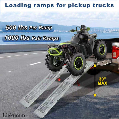 LIEKUMM 83" ATV Ramps 2-Pack, 1000 lbs Capacity Folding Loading Ramps 500 lbs Each, Heavy Duty Truck Ramps for Pickup Trucks, Trailer, Lawn Mower