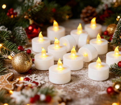 YIWER Tea Lights LED Tea Light Candles 200 Hours Pack of 50 Realistic Flickering Bulb Battery Operated Tea Lights for Seasonal Festival Celebration Electric Fake Candle in Warm Yellow