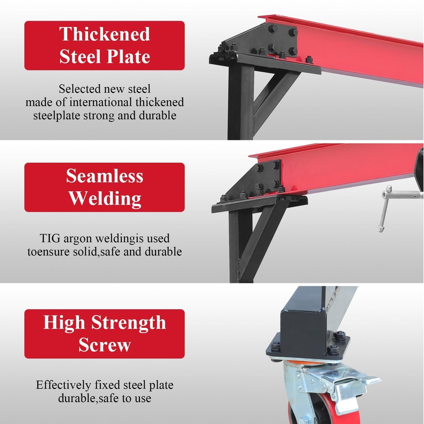 2 Ton Gantry Crane - MAX4400Lbs, Shop Crane with 360° Locking Wheels & Adjustable Height 100.4" to 147.6", Lifting Gantry for Factories Warehouses Garage Use