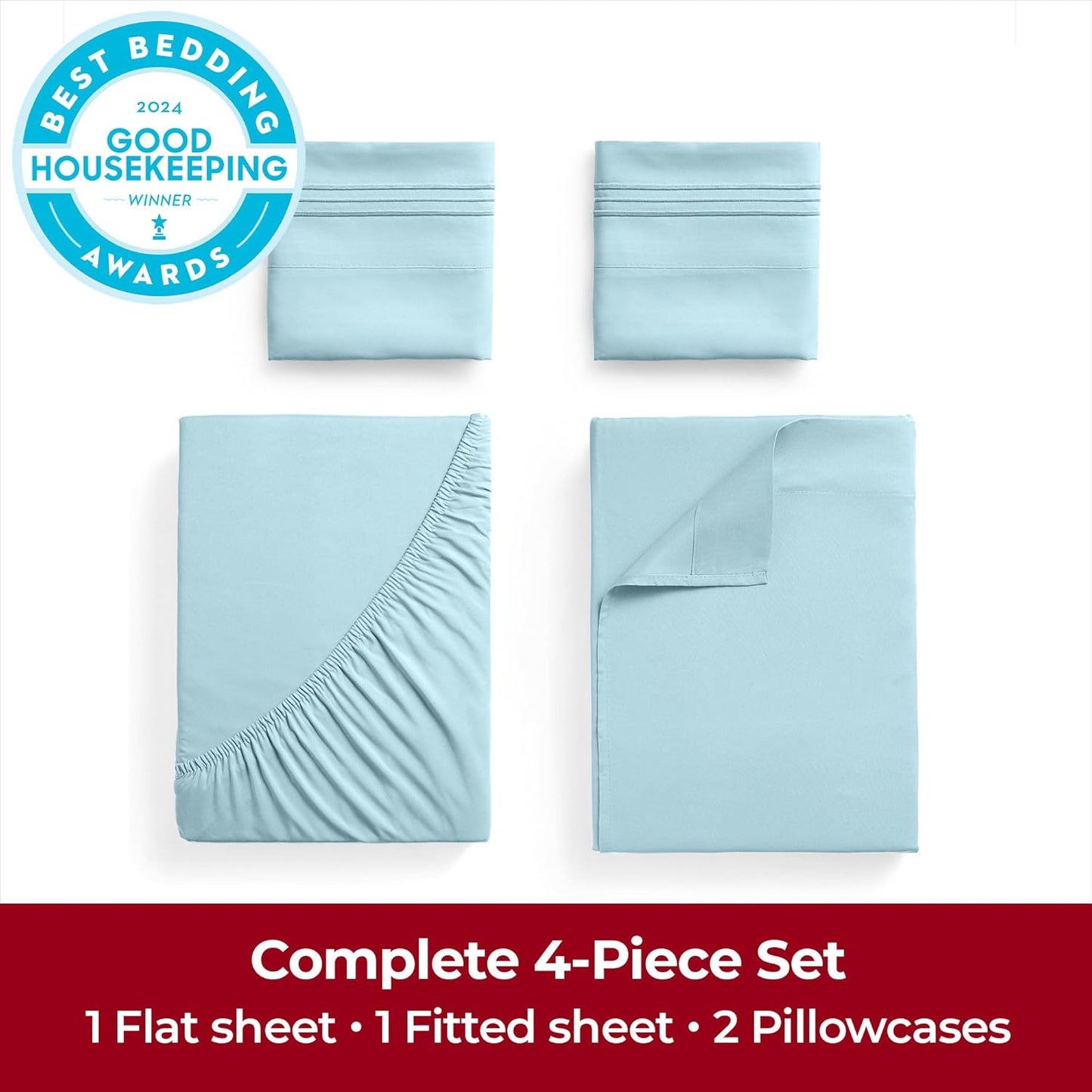 Mellanni Extra Deep King Sheets - Ultra Soft Cooling Bedding - Hotel Luxury, Wrinkle & Stain Resistant (King, Aqua)