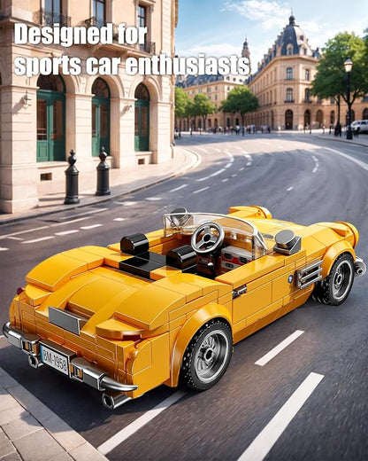 Sports Cars Building Blocks Set with Display Case Retro Race Car Building Toys Collectible Model Cars for Home Decor Christmas Birthday Gift for Adults and Kids Boys 8-12(313Pcs)