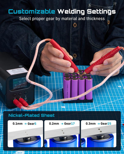 SEESII Capacitive Battery Spot Welder: 10KW(2000A) High Power Output, Includes 6 Copper Welding Pins, Plug-in Spot Welder for Lithium Batteries, Nickel Sheet (Battery Repair)