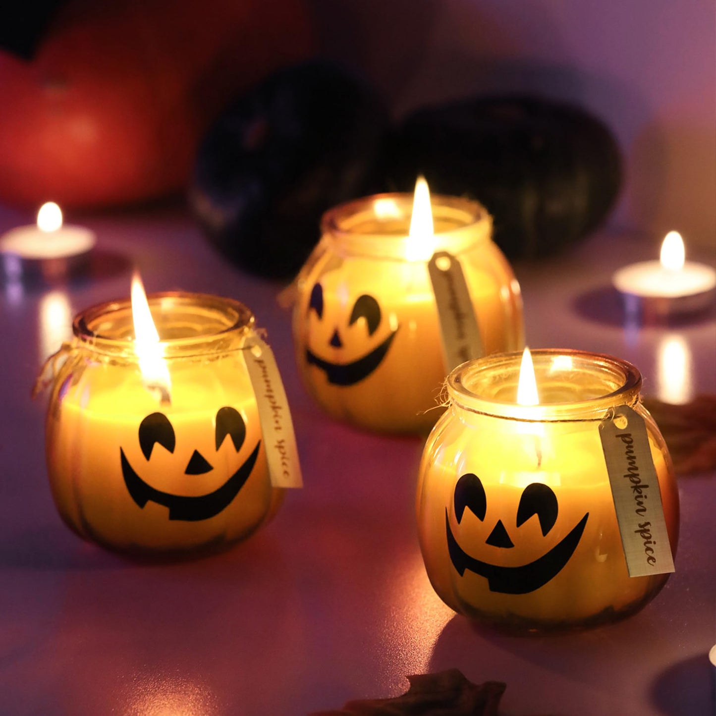 Fall Candles,3Pcs Pumpkin Shaped Candles, Fall Scented Candle,Pumpkin Spice Scented Candle Set of 3,Thanksgiving Gifts for Women,3 x 5oz