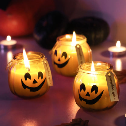 Fall Candles,3Pcs Pumpkin Shaped Candles, Fall Scented Candle,Pumpkin Spice Scented Candle Set of 3,Thanksgiving Gifts for Women,3 x 5oz