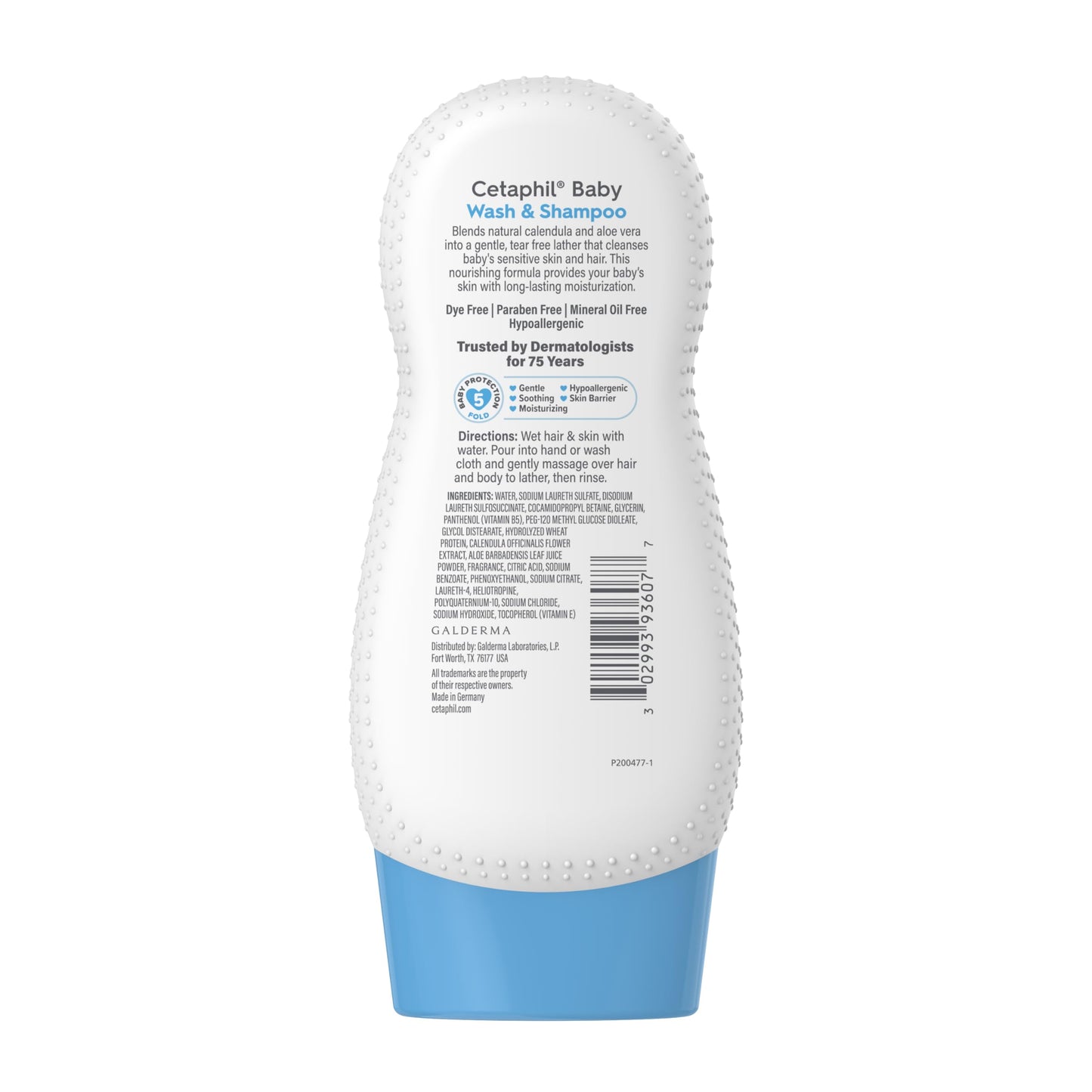 Cetaphil Baby Shampoo and Body Wash with Organic Calendula, Tear Free, Hypoallergenic, Ideal for Everyday Use, Dermatologist Tested, 7.8oz