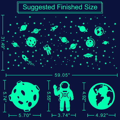 260 PCS Glow in The Dark Stars, Glowing Stars for Ceiling, Star Wall Decals Solar System Space Galaxy Planets Wall Stickers for Kids, Girls Boys Room Decorations for Bedroom