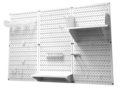 Wall Control Pegboard Organizer 4 ft. Metal Standard Tool Storage Kit With White Toolboard and Accessories - 30-P-3232W