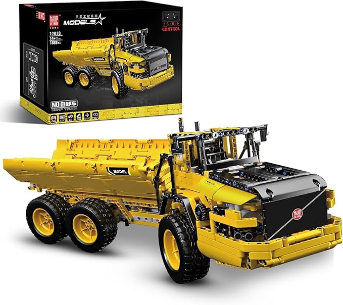 Mould King 17010 Engineering Dump Truck Building Block Kits MOC Building Blocks Set to Build Gift for Age 14+/Adult Collections Enthusiasts(1888 Pieces with Motor/APP Remote Control)
