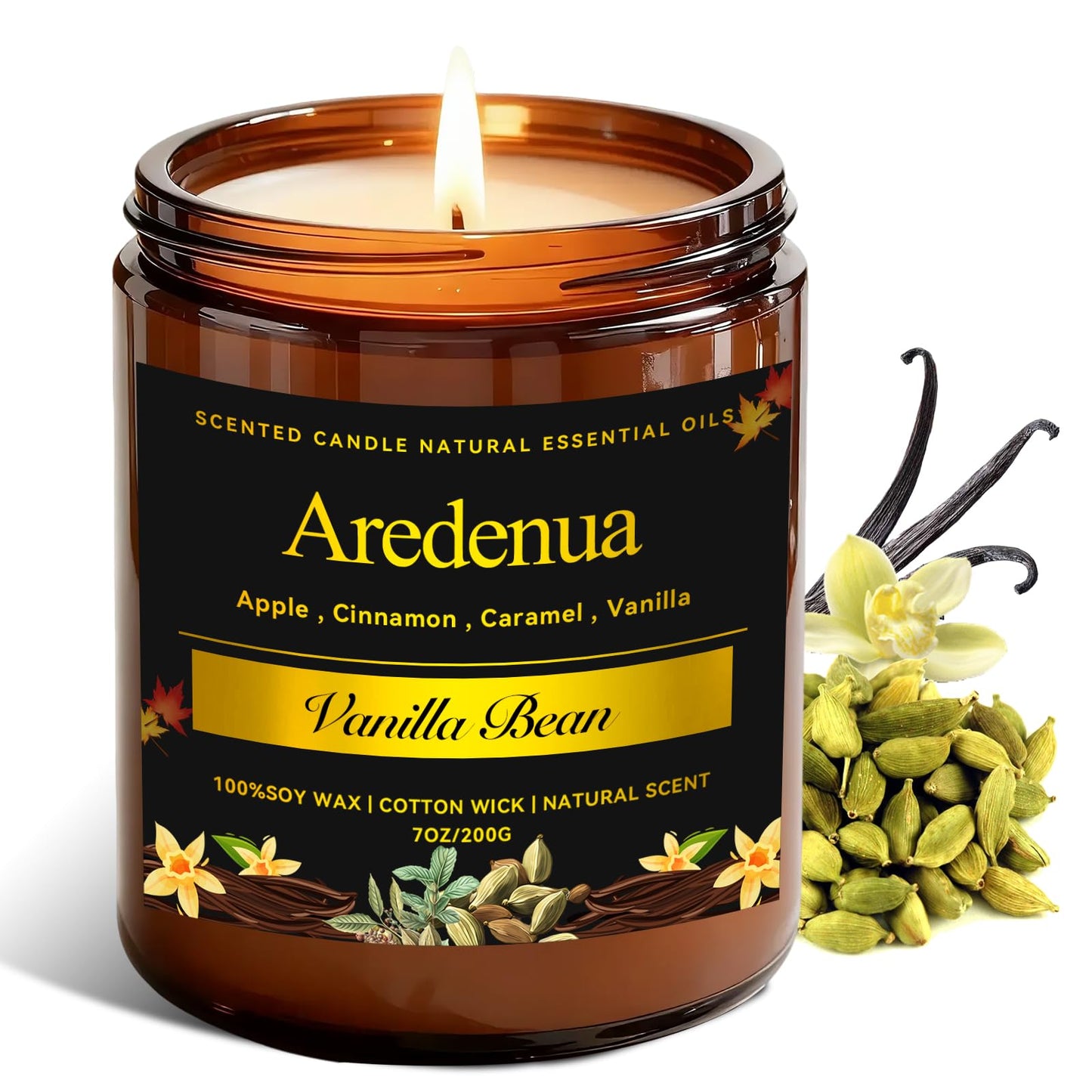 Vanilla Bean Odor Eliminating Candles | Scented Soy Candle for Home, Air Freshening & Cozy Scent, Relaxing Home Candle Gift for Women & Men
