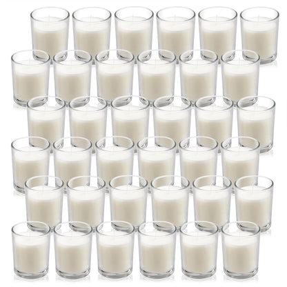 Housecret 36 Pack Warm White Unscented Clear Glass Filled Votive Candles. Hand Poured Wax Candle Ideal Gifts for Aromatherapy Spa Weddings Birthdays Holidays Party