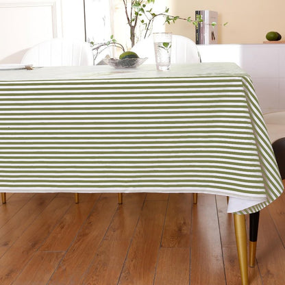 Walrus Heavy Duty Vinyl Tablecloth with Flannel Backing Waterproof Oil-Proof Plastic Table Cloth Stain-Resistant Wipeable Rectangle or Square Table Cover for Indoor and Outdoor (Stripe, 52X70 Inch)