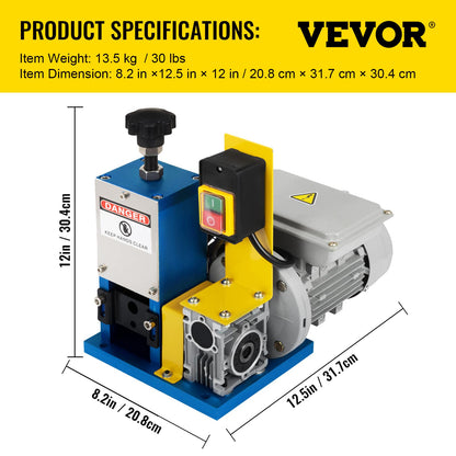 Vevor Automatic Electric Wire Stripping Machine 0.05"-0.98",Portable Dark Blue Wire Stripper, Wire Stripping Machine Tool for Scrap Copper Recycling (Dark Blue): Tools & Home Improvement