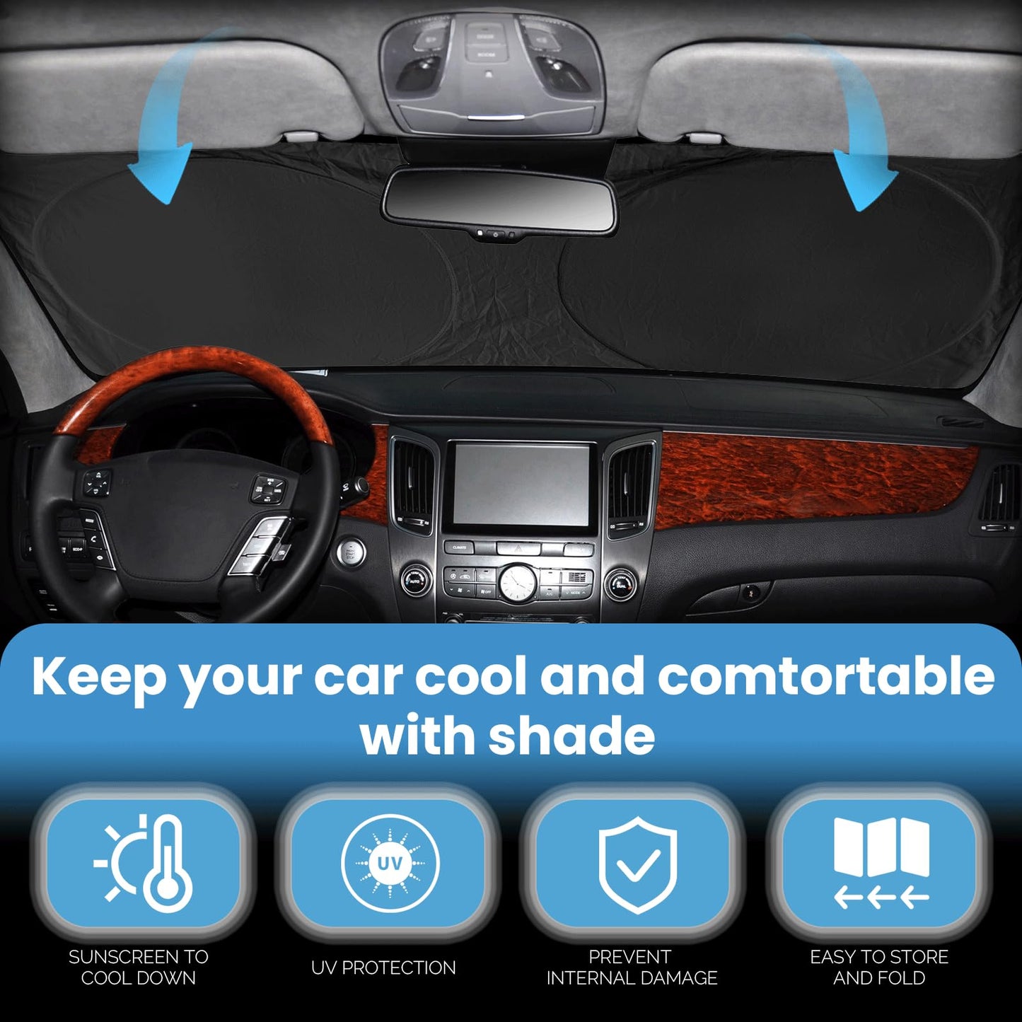 Sunshade for Chevrolet Traverse Windshield Sun Shade Cover Custom Fit 2018-2024 2025 Chevy Traverse LS, LT, RS, Redline, Premier, High Country SUV Accessories Front Window Shield Sun Visor Block UV