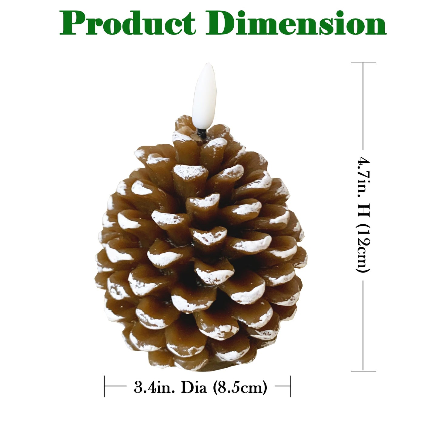 VOELIGT Set of 2Pcs Pinecone Flameless Candles Brown White Christmas Gift Home Decoration Candle Light
