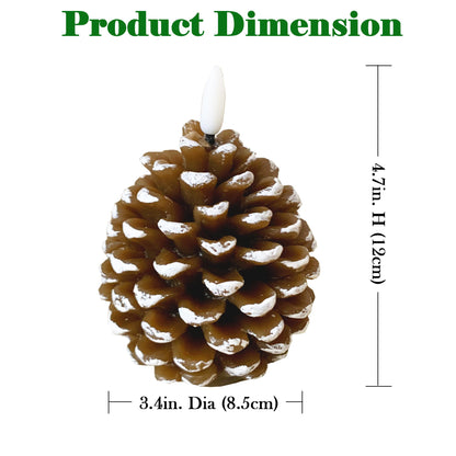 VOELIGT Set of 2Pcs Pinecone Flameless Candles Brown White Christmas Gift Home Decoration Candle Light
