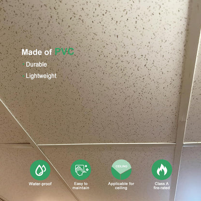 Gigrwiin 2ft x 4ft Printed Pro Ceiling Tiles - PVC Ceiling Panel 24 x 48in – Waterproof, Washable and Fire-Rated - High-Grade PVC to Prevent Breakage-Cover 80 Sq. Ft-Package of 10 Tiles