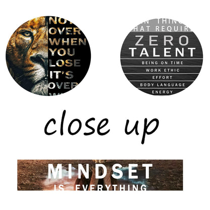 Motivational Canvas Wall Art Lion Inspirational Quote Wall Decor Zero Talent Poster Animal Picture Print Painting Modern Inspiring 3 Panels Artwork for Living Room Office Home Decor [72''Wx 36''H]