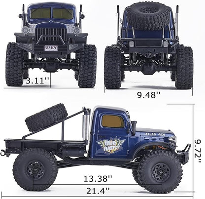 BEEZRC RocHobby 1/10 Scale Atlas RC Truck 4WD 2.4GHz RC Crawler RS RC Offroad Car Hobby Grade RC Remote Control car with Vehicle Transmitter for Adults(Blue)