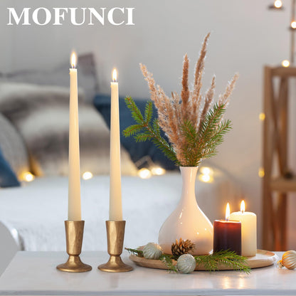 Mofunci Retro Iron Candlestick Holders Set of 2, Gold Candle Holders Heavy Weight, Taper Candle Holders Perfect for Dining Table, Wedding, Party, Mantel
