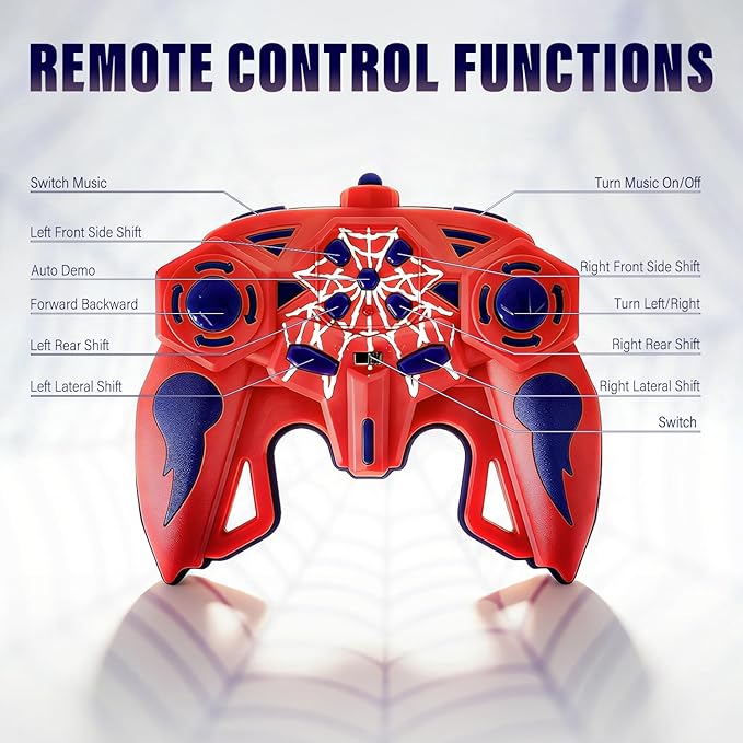 Spider RC Stunt Car for Kids 2.4GHz Double-Sided 360° Rotating 4WD Remote Control Car with LED Headlights Rechargeable Off-Road Spider Toy Gift for Boys Ages 4–6 5–7 8–13
