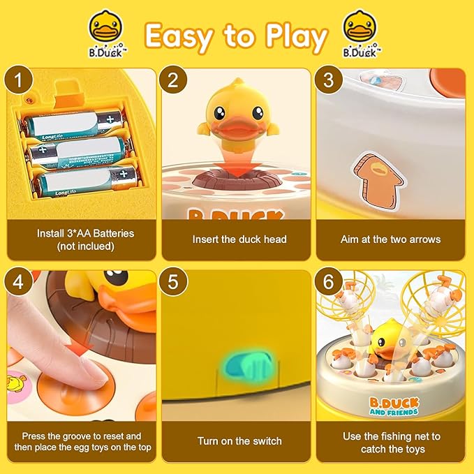 BDUCK+ Board Games for Toddlers Kids Toys Jumping Ducks Game for Kids 4-8 2 Players Family Board Game Interactive Educational Toy for Boys Girls Birthday Gifts for Age 3 &amp Up