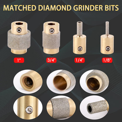 Buenoarte Portable Stained Glass Grinder Machine, Glass & Ceramic Grinding Tool Kit For DIY Craft，Mini Grinder Machine (Blue-110v)