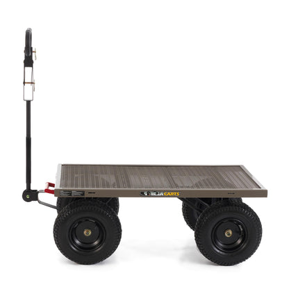 Gorilla Carts Steel Dump Cart, 5 Cu Ft Bed, 1200 lb Load Capacity, Gray – Towable Heavy-Duty Outdoor Utility Wagon with Removable Side Panels for Yard, Lawn, Garden or Landscaping