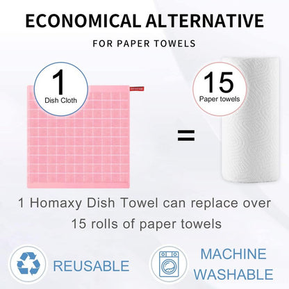 Homaxy 100% Cotton Terry Kitchen Dish Cloths, Ultra Soft and Absorbent Dish Towels for Kitchen, Suitable for Drying and Washing Dishes, 24 Pack, 12 x 12 Inches, Pink