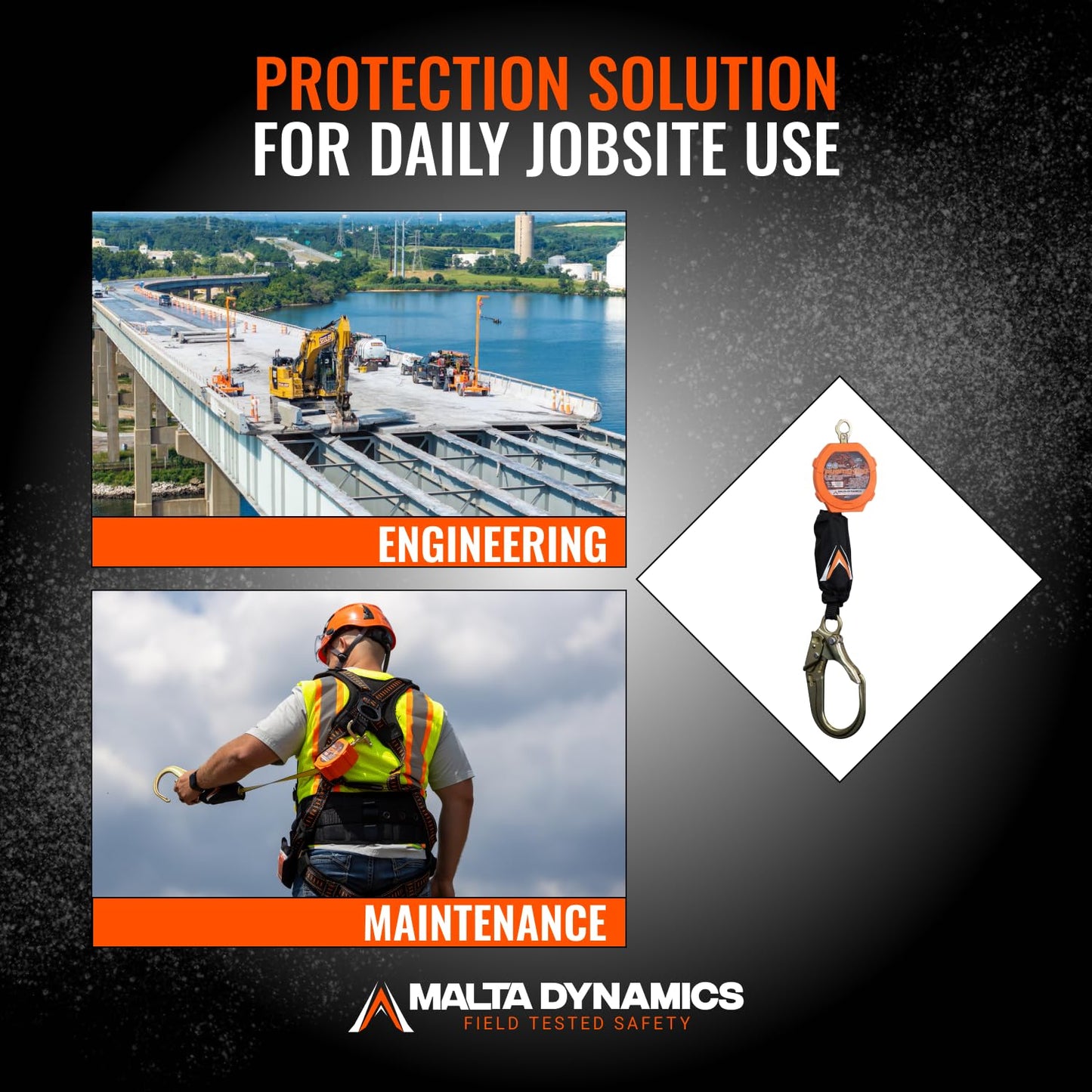 Malta Dynamics Pygmy Hog 11-Foot Self-Retracting Lifeline (SRL) – OSHA & ANSI Compliant Fall Protection Retractable Lanyard with Rebar Hook – Class 1-P, Lightweight, Durable, 310 Pound Capacity
