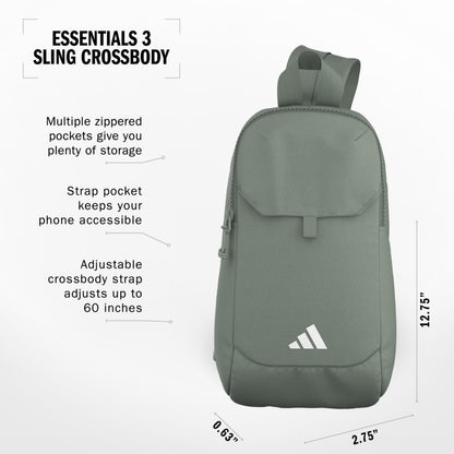adidas Essentials Crossbody – Athletic Sling Bag with Phone Pocket, Black/2.0, One Size