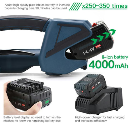 HIGHTOP Electric Strapping Machine with LCD Screen 2 * 4000mah Battery,Portable Electric Banding Tool for 1/2-5/8Inch PP PET Straps,Automatic Pallet Packaging Banding Tools for Strapping