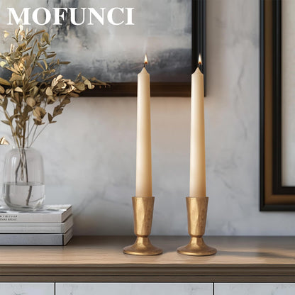 Mofunci Retro Iron Candlestick Holders Set of 2, Gold Candle Holders Heavy Weight, Taper Candle Holders Perfect for Dining Table, Wedding, Party, Mantel