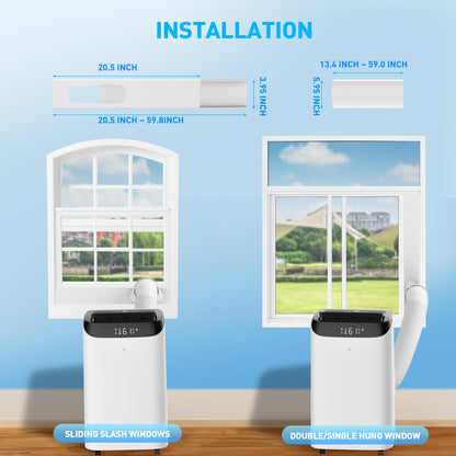14,000 BTU Portable Air Conditioner Cools Up to 700 Sq.Ft, 3-IN-1 Energy Efficient Portable AC Unit with Remote Control & Installation Kits for Large Room, Campervan, Office, Temporary Space