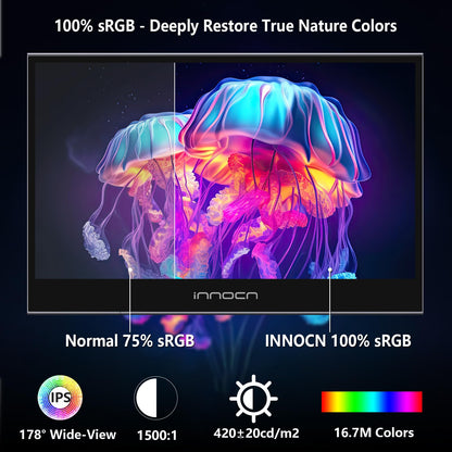 INNOCN 15.6 inch Portable Monitor Touchscreen | 1080P | HDMI, USB C HDMI | for MacBook, Windows, Tablets, Android, Chrome, PS4, Switch, Mini PC | 400Nits | 100% sRGB