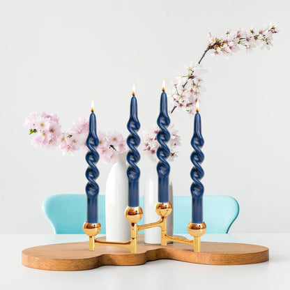 MAITREYA Navy Taper Candles Conical Stick Candles Spiral Taper Candles-Set of 4 for Decoration Weddings Party Church-Unscented Dripless Candles,10inch(C-Navy Blue)