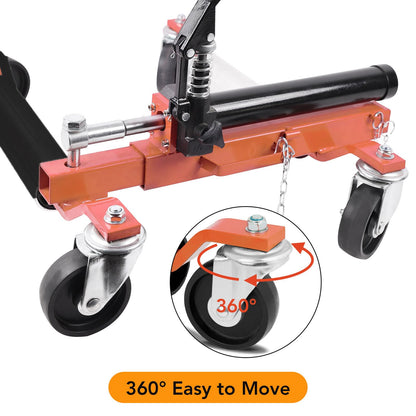 GarveeTech 2 Pcs Car Wheel Dolly with Hydraulic Tire Jack, 1500 LBS Capacity Trailer Dolly for Vehicle Positioning for Truck RV Trailer, Orange