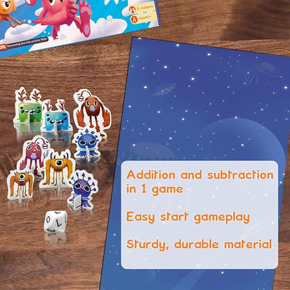 Cloud Hoppers Addition and Subtraction Game - Fun Math Board Game for 6-8 Year Olds Easy to Play Educational Game for Kids at Home Perfect STEM Toy Gift for Girls &amp Boys Grade 1 &amp Up