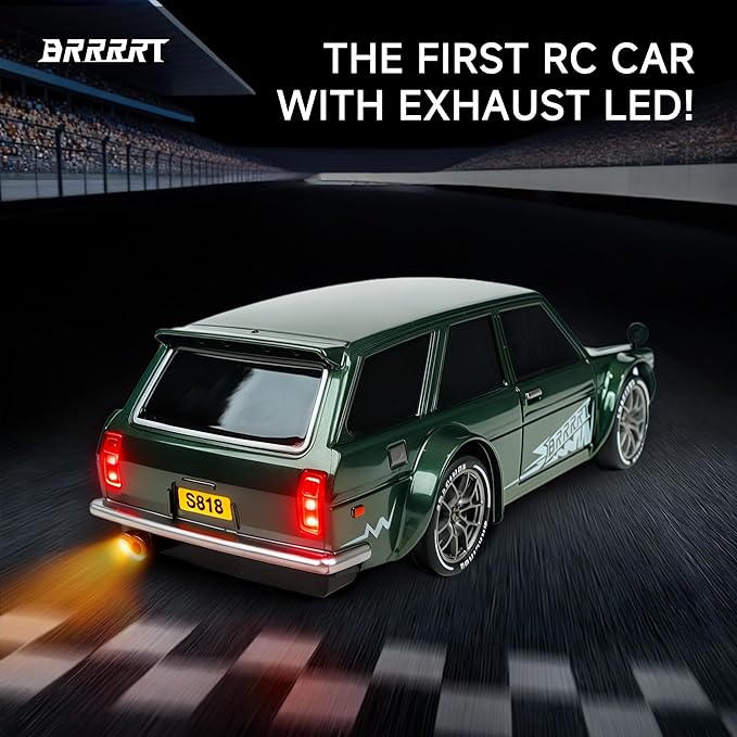 BRRRRT 1:24 RC Drift Car20KM/H 4WD High Speed Remote Control Cars with LED LightsAdjustable High Speed/Low Speed Ddrift CarExtra Drifting TiresSpeed Racing Sport Toy Car for Boys and Girls Age 6+