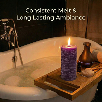 Richland Set of 3 Pillar Candles 3" x 6" Unscented (Purple Rustic) for Weddings Home Holidays Relaxation Spa Church