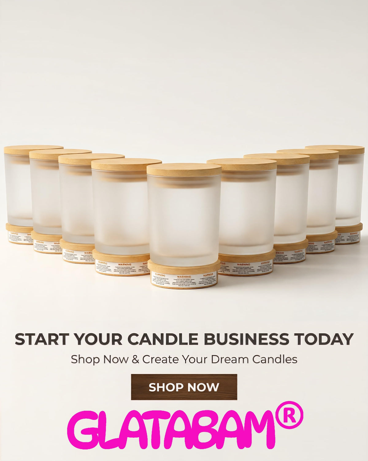 GLATABAM 7 OZ Candle Jars 12 Pack - Bulk Glass Candle Making Jars with Bamboo Lids & Labels, Heat Resistant Empty Reusable Candle Vessel for Containers(Frosted White)
