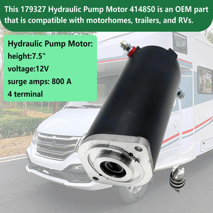 Replacement Hydraulic Pump Motor 179327 414850 for Unidirectional Power Unit RV Leveling Systems with Heavy-Duty Construction 7.5" Height Manual Drive Collar Coupling 286722