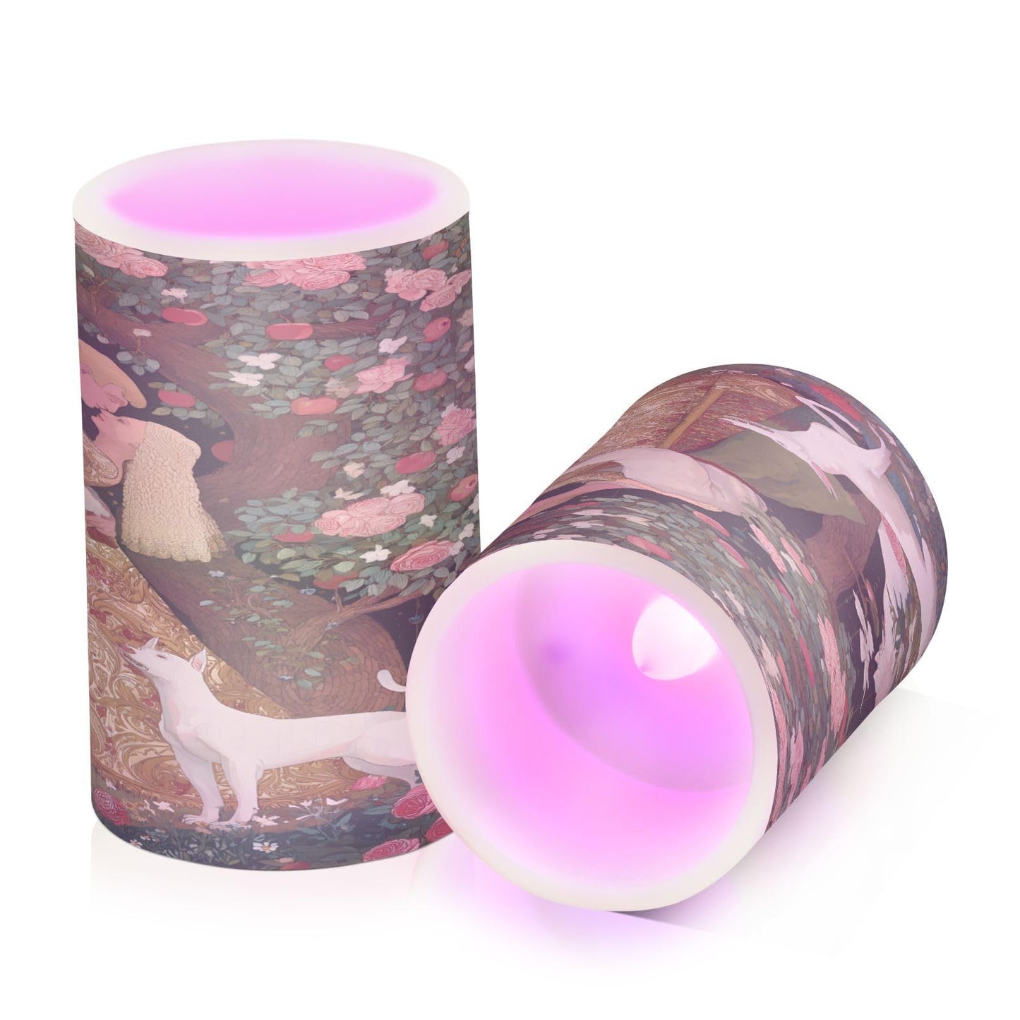 ALAZA Flameless Candles with Remote Timer,Man Woman Floral Tree Battery Operated Candles Set of 2 LED Tea Lights Flickering Pillar Votive Candles for Indoor Outdoor Decor