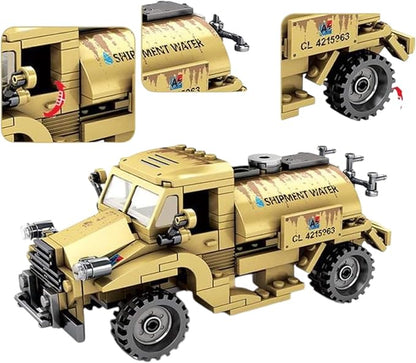 General Jim's Military Brick Building Set - WW2 Army Water Tanker Truck Vehicle Building Blocks Model Perfect for World War 2 and Brick Enthusiasts Including All Building Levels