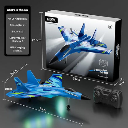 Foam RC Plane with 3 Batteries Remote Control Airplane RC Jet Helicopter Plane for Kids Adults Beginner Easy to Fly RC Fighter Remote Control Aircraft with Automatic Balance Gyro for Adult Kids