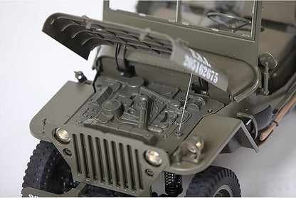 Rochobby FMS 1/6 1941 MB Scaler RC mini Jeep RC Truck MB Scaler 4x4 Hobby Grade Brushed RC Rock Crawler RC Army Military Truck for AdultsRS