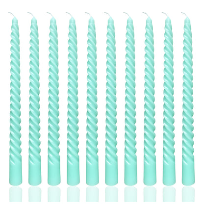 10 Inch Turquoise Green Taper Candle Set, 10 Pack Unscented Dripless Candlesticks for Family Dinner Parties Home Decoration Picnic