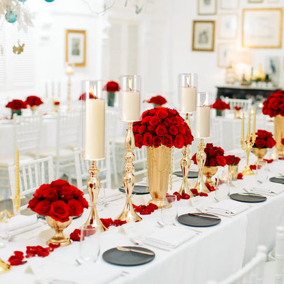 Shihanee 36 Pcs Pillar Candles and Glass Cylinder Vases Tall Cylinder Holders for Pillar Candles Wedding Centerpieces, Total 18 Sets(2.6'' X 4.7'', 5.9'', 7.9'',Clear,Ivory)
