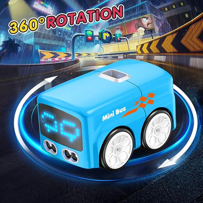 jaming RC Mini Bus2.4G Remote Control Car Vehicles City Buses Toy Classic Baby Vehicle Remote Control Car with LED Lights and Gesture Sensing Bus Toy Gift for Children Kids Boys Girls (Blue)